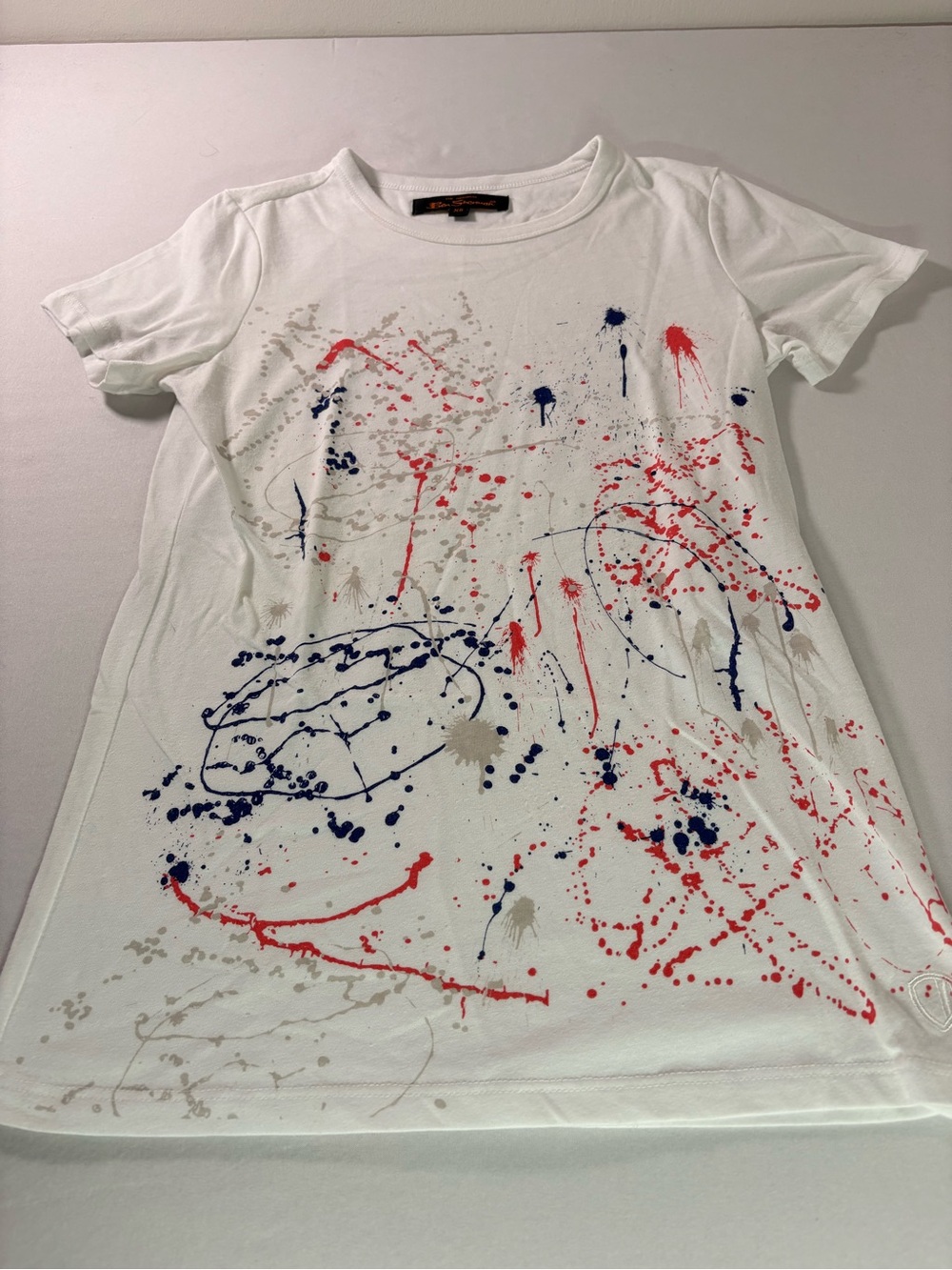 Ben Sherman White Tee with Black Label and Orange Logo